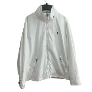Vintage Polo by Ralph Lauren Jacket White Zippered Hood Windbreaker-Large